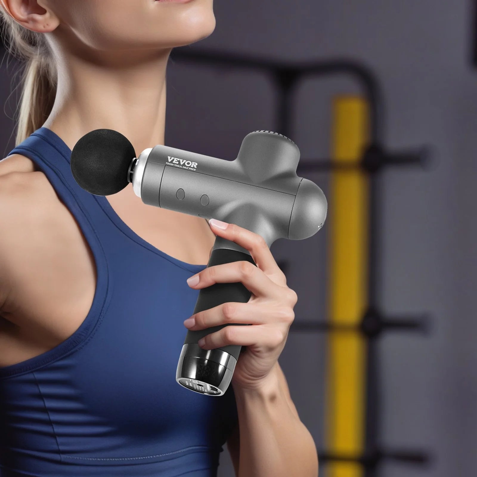 VEVOR Deep Tissue Massage Gun - Powerful Percussion Therapy for Athletes, 8 Speed Levels & 6 Massage Heads for Ultimate Pain Relief and Muscle Relaxation