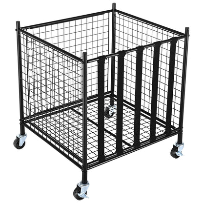 VEVOR Lockable Rolling Sports Ball Storage Cart - Durable Steel Organizer with Elastic Straps for Indoor & Outdoor Use, Perfect for Gyms, Schools, and Garages