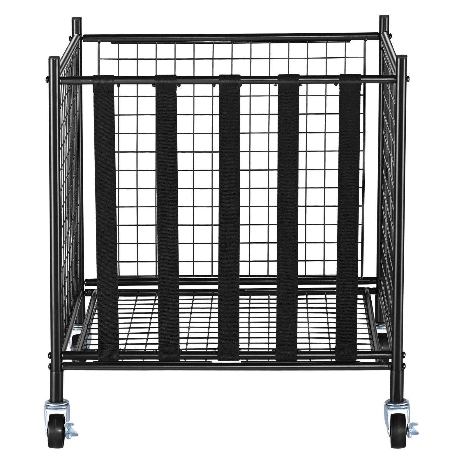 VEVOR Lockable Rolling Sports Ball Storage Cart - Durable Steel Organizer with Elastic Straps for Indoor & Outdoor Use, Perfect for Gyms, Schools, and Garages