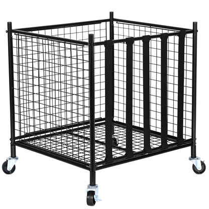 VEVOR Lockable Rolling Sports Ball Storage Cart - Durable Steel Organizer with Elastic Straps for Indoor & Outdoor Use, Perfect for Gyms, Schools, and Garages