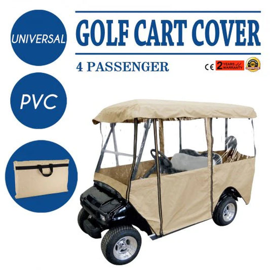 VEVOR Deluxe 4-Person Golf Cart Enclosure - Waterproof 300D Cover with Transparent Windows for EZGO, Club Car, Yamaha (Fits Roofs up to 78.7''L)